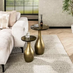 WoonStijl Bijzettafel M druppel Eclipse goud antiek finish