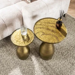 WoonStijl Bijzettafel M druppel Eclipse goud antiek finish