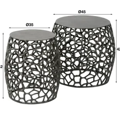 WoonStijl Bijzettafel set/2 maze zandgegoten / Zwart nikkel