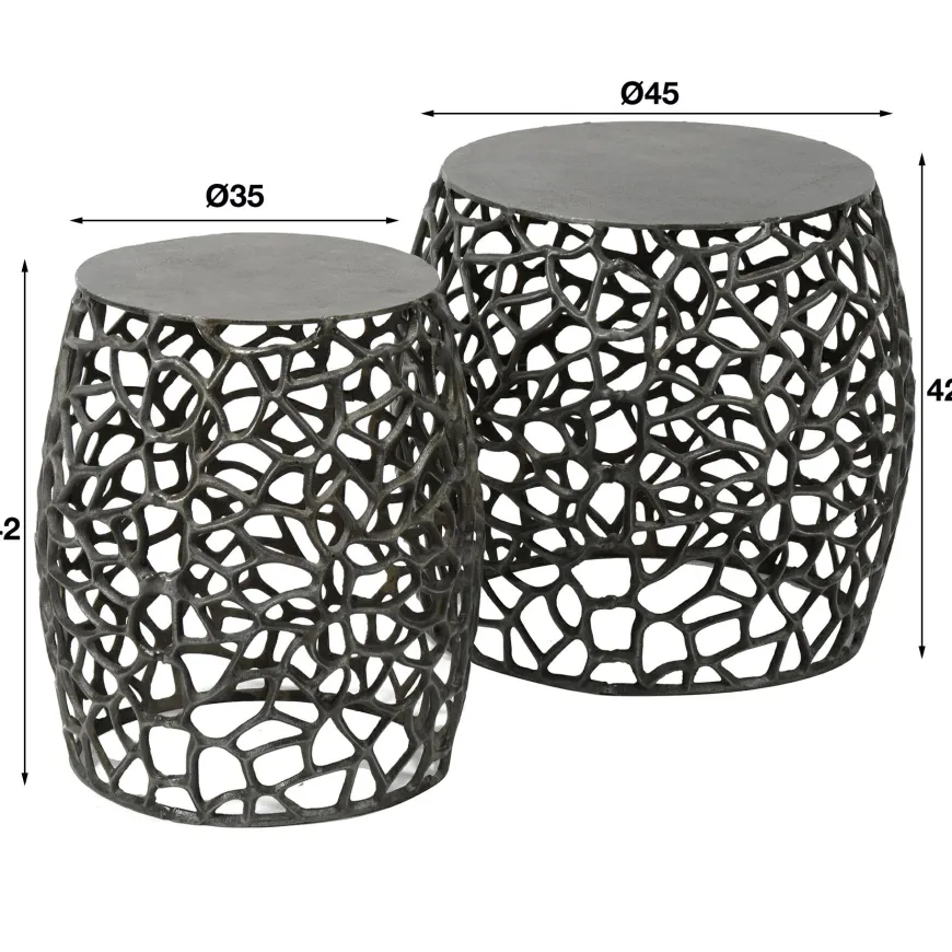WoonStijl Bijzettafel set/2 maze zandgegoten / Zwart nikkel