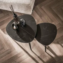 WoonStijl Bijzettafel set van 2 driehoekig ceramic