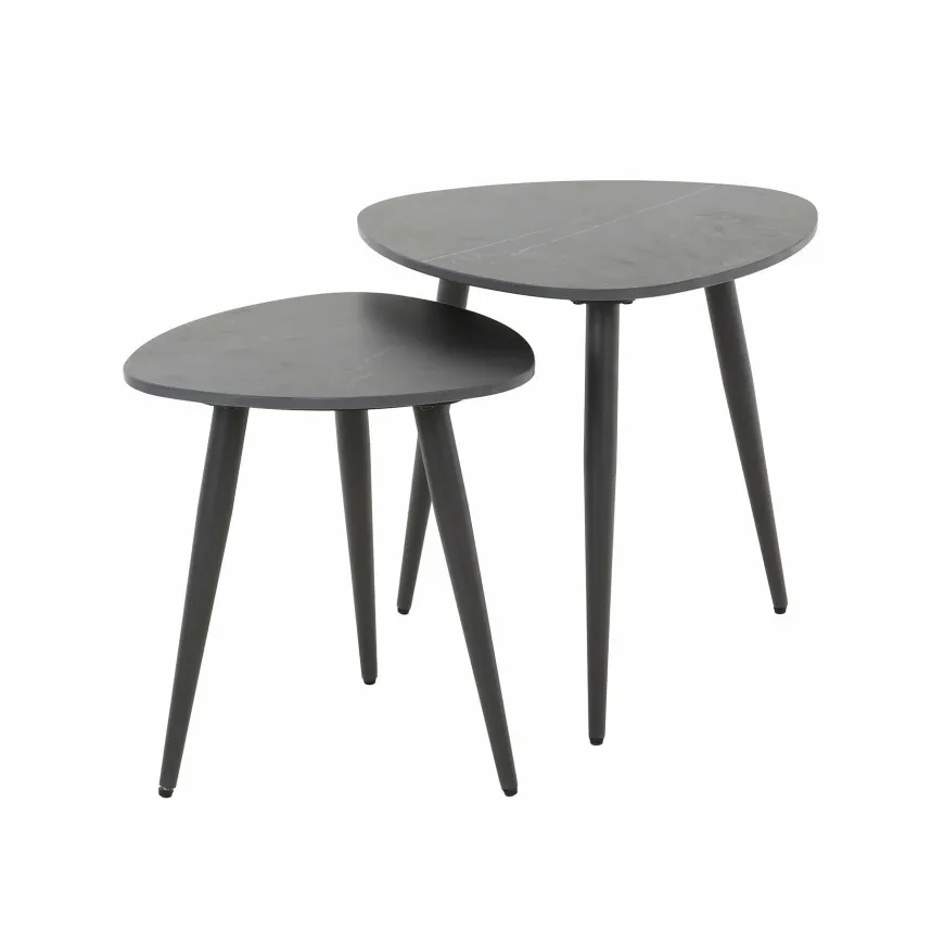 WoonStijl Bijzettafel set van 2 driehoekig ceramic