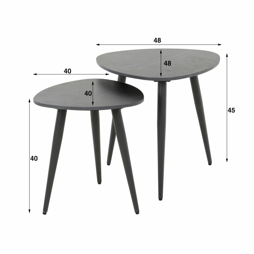 WoonStijl Bijzettafel set van 2 driehoekig ceramic