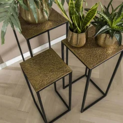 WoonStijl Bloemenzuil set van 3 iron metallic