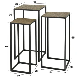 WoonStijl Bloemenzuil set van 3 iron metallic
