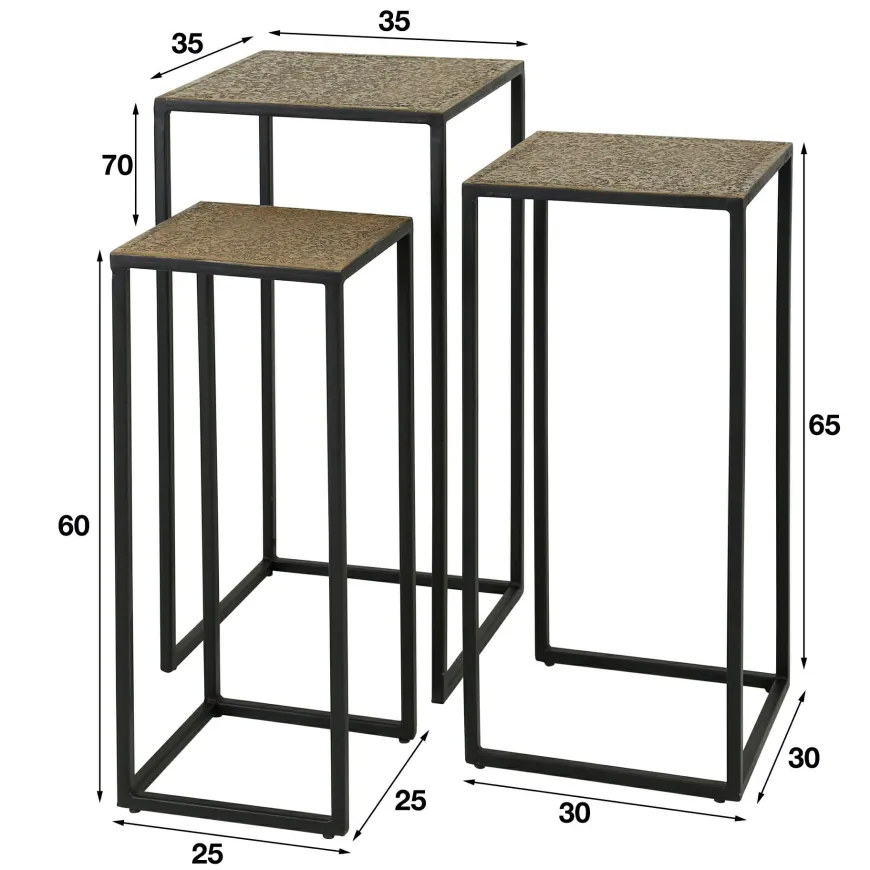 WoonStijl Bloemenzuil set van 3 iron metallic