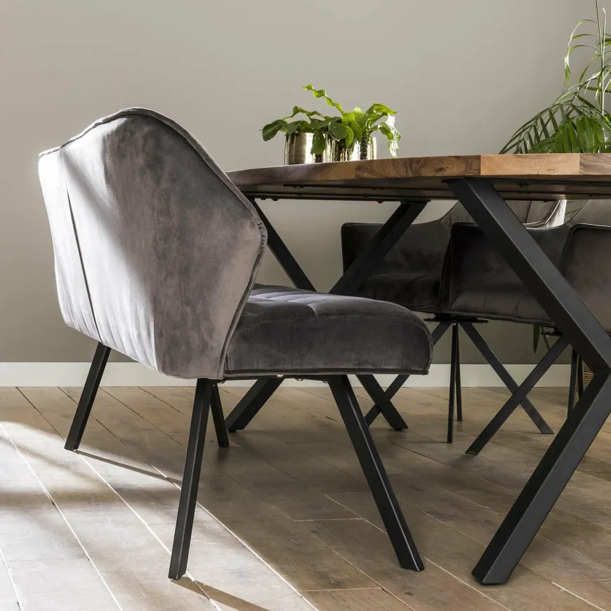 WoonStijl Eetkamerbank raster 180 velvet antraciet