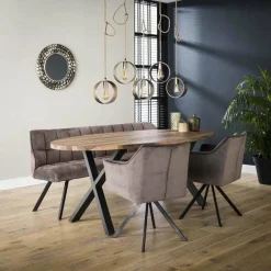 WoonStijl Eetkamerbank raster 180 velvet antraciet