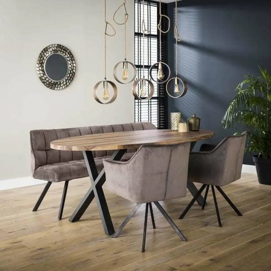 WoonStijl Eetkamerbank raster 180 velvet antraciet