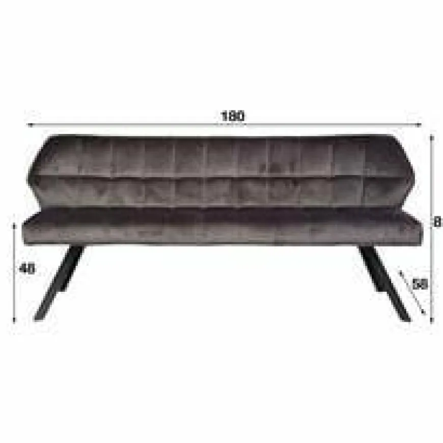WoonStijl Eetkamerbank raster 180 velvet antraciet
