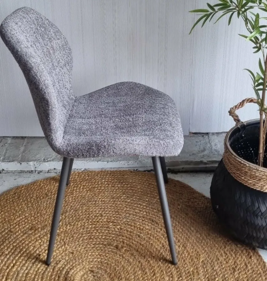 WoonStijl Eetkamerstoel Lende Boucle grijs