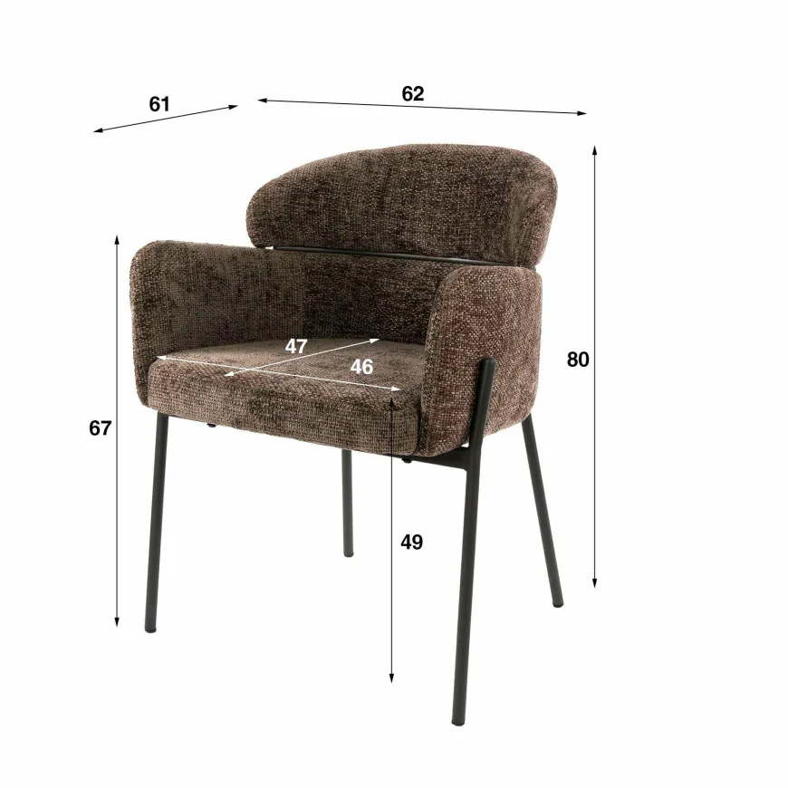 WoonStijl Eetkamerstoel ronde rug Curva Hoven Taupe