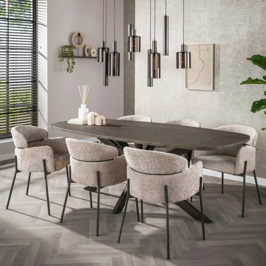 WoonStijl Eetkamerstoel ronde rug Curva Hoven Zand