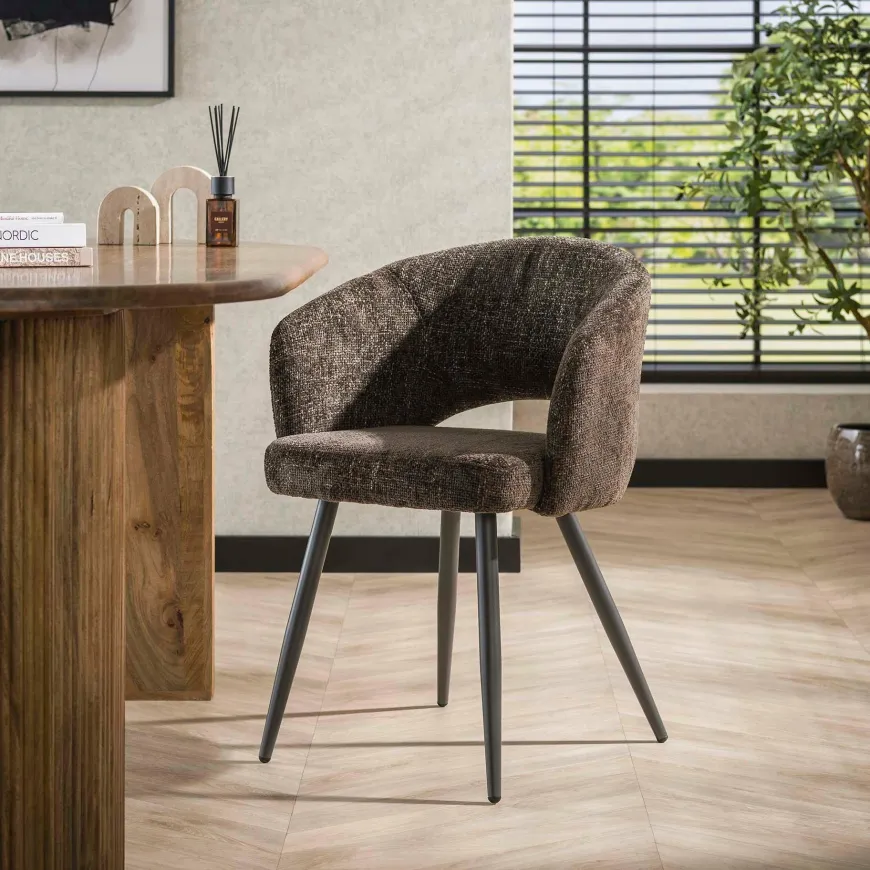 WoonStijl Eetkamerstoel Salon Tissee cargo bruin