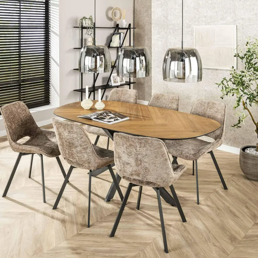WoonStijl Eetkamerstoel Swivel - Rich champagne