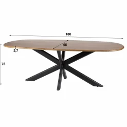 WoonStijl Eetkamertafel 180 Cliff ovale buis mango