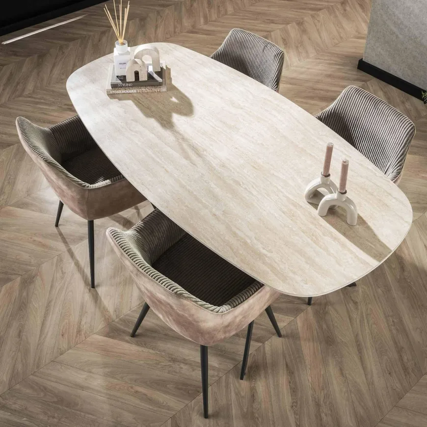 WoonStijl Eetkamertafel 180 ceramic travertinlook