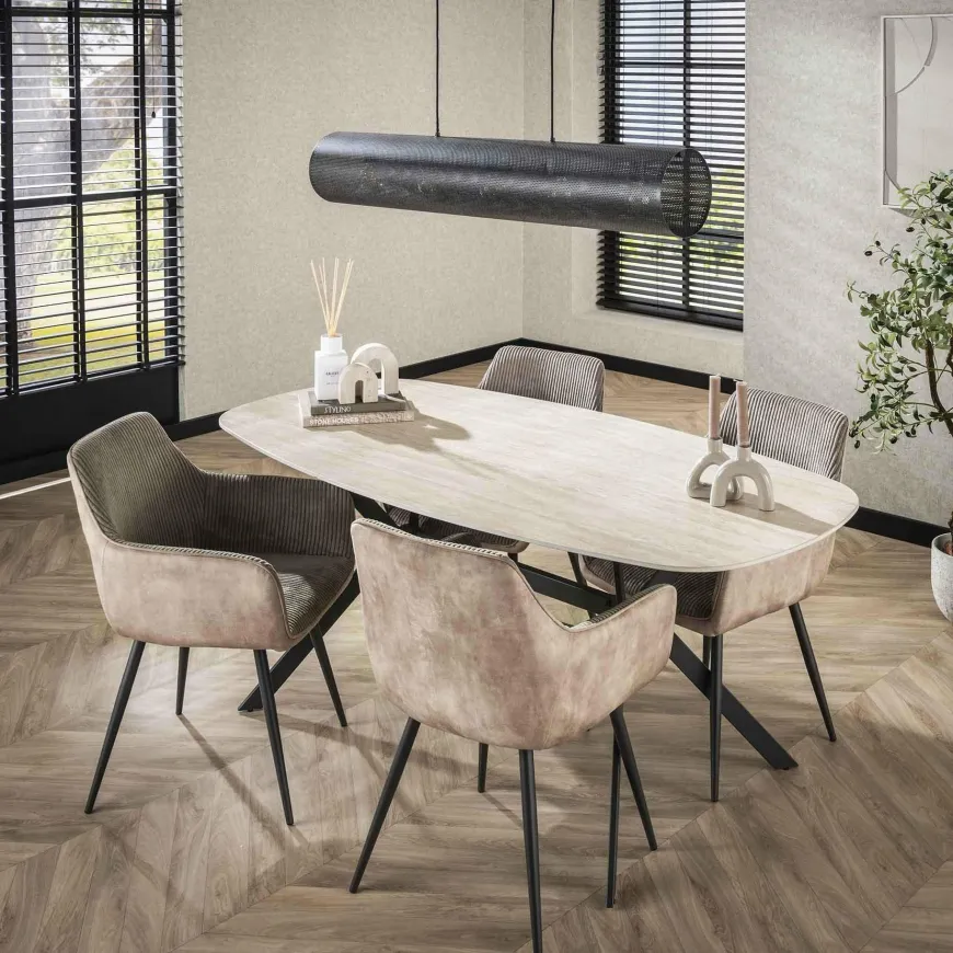 WoonStijl Eetkamertafel 180 ceramic travertinlook