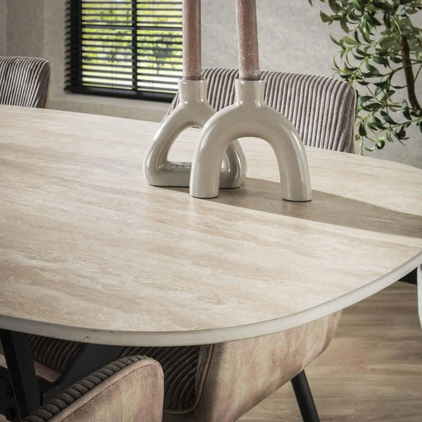 WoonStijl Eetkamertafel 180 ceramic travertinlook