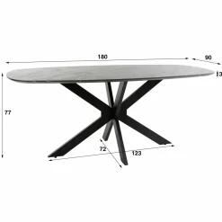 WoonStijl Eetkamertafel 180 deens ovaal zwart bruin