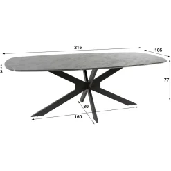 WoonStijl Eetkamertafel 215 deens ovaal zwart bruin