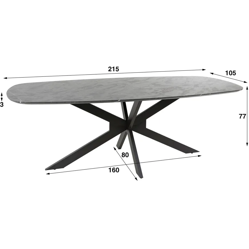 WoonStijl Eetkamertafel 215 deens ovaal zwart bruin
