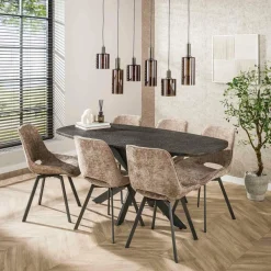 WoonStijl Eettafel 180 deens ovaal Metallic