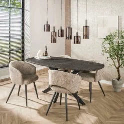 WoonStijl Eettafel 180 deens ovaal Metallic