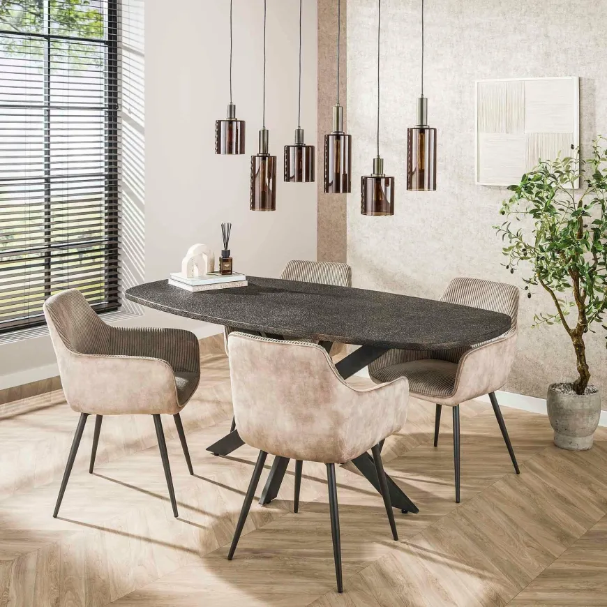 WoonStijl Eettafel 180 deens ovaal Metallic