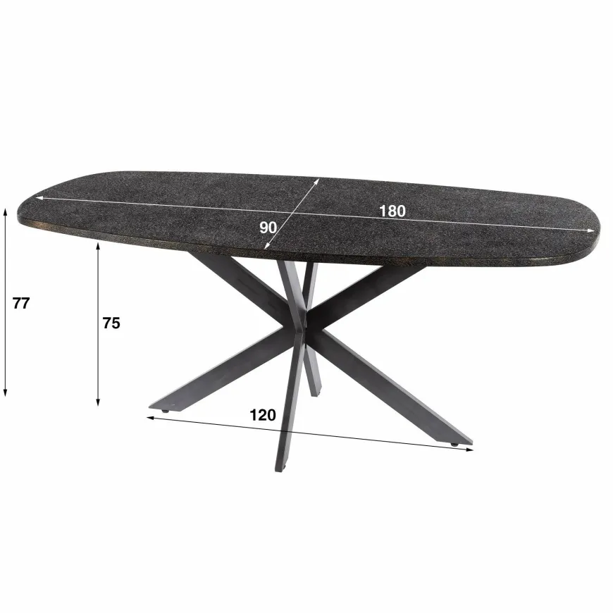 WoonStijl Eettafel 180 deens ovaal Metallic