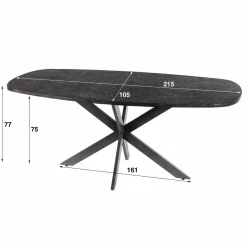 WoonStijl Eettafel 215 deens ovaal Metallic