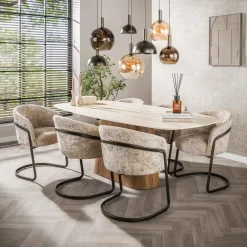WoonStijl Eettafel Romano Centro deens ovaal 215cm / 3D keramiek travertin