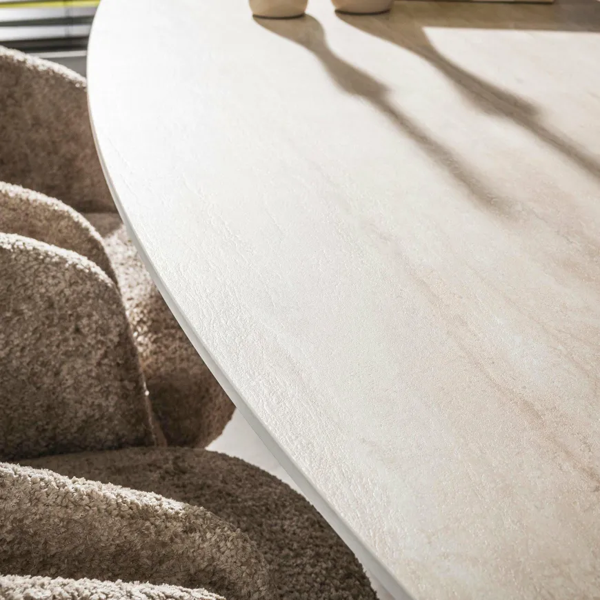 WoonStijl Eettafel Romano Centro deens ovaal 215cm / 3D keramiek travertin