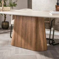 WoonStijl Eettafel Romano Centro deens ovaal 215cm / 3D keramiek travertin