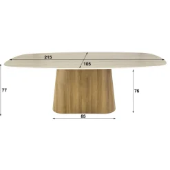 WoonStijl Eettafel Romano Centro deens ovaal 215cm / 3D keramiek travertin