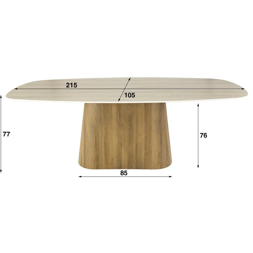 WoonStijl Eettafel Romano Centro deens ovaal 215cm / 3D keramiek travertin