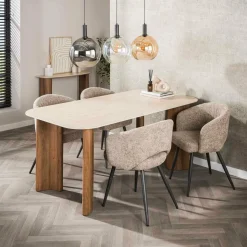WoonStijl Eettafel Romano Curvo 180 cm Keramiek travertin