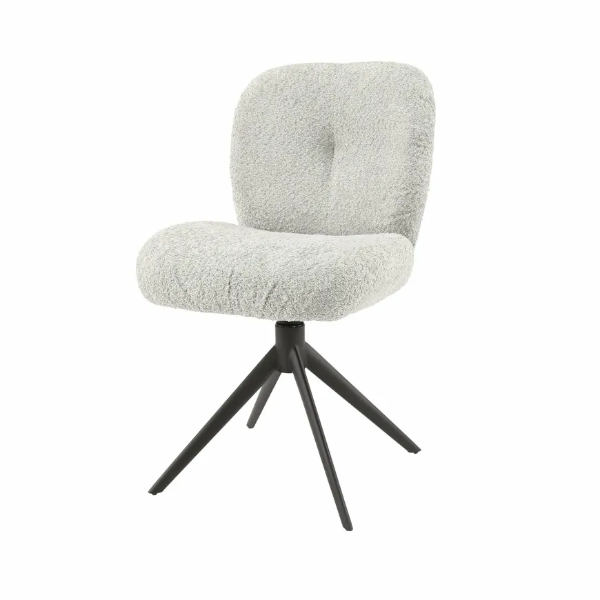 WoonStijl Eettafelstoel Comfort draaibaar Boucle Zilver