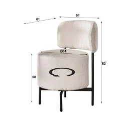 WoonStijl Eettafelstoel cocktail draaibaar Boucle wit