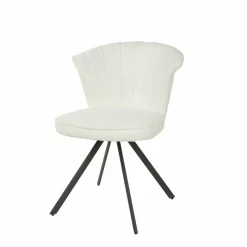 WoonStijl Eettafelstoel halfronde rug spring boucle wit - Set van 2 stoelen