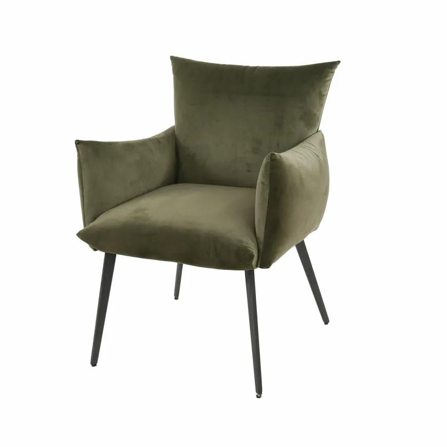 WoonStijl Eettafelstoel Lobby velvet groen