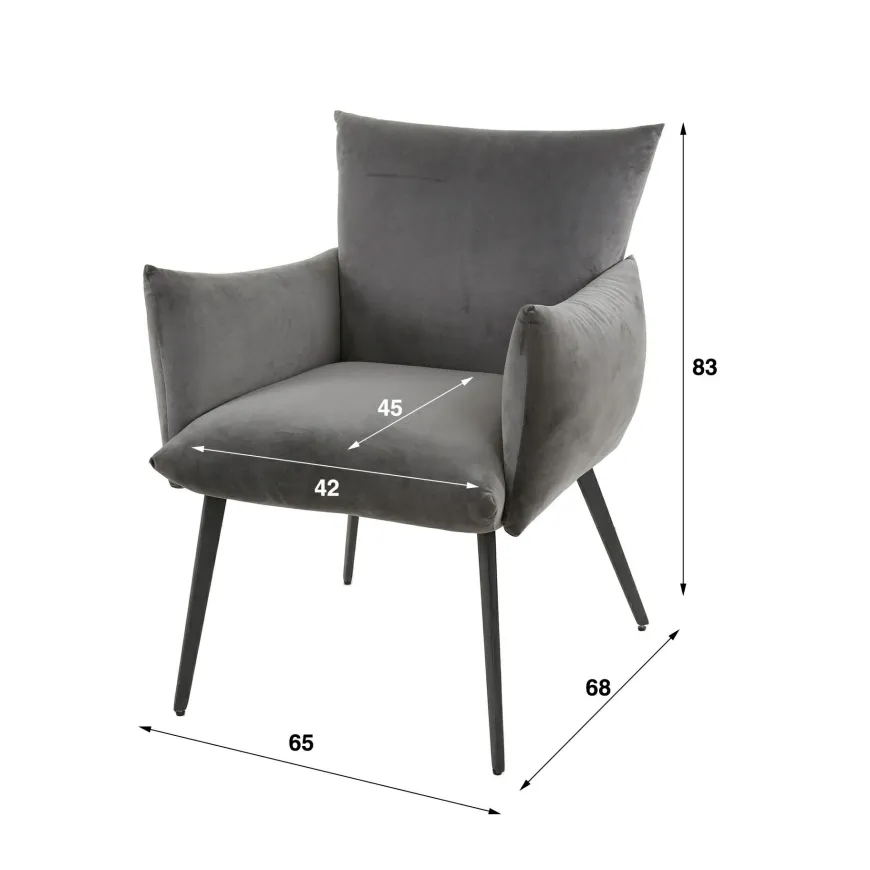 WoonStijl Eettafelstoel Lobby velvet antraciet