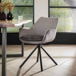 WoonStijl Eettafelstoel two-tone draaibaar zilverkleurig mix