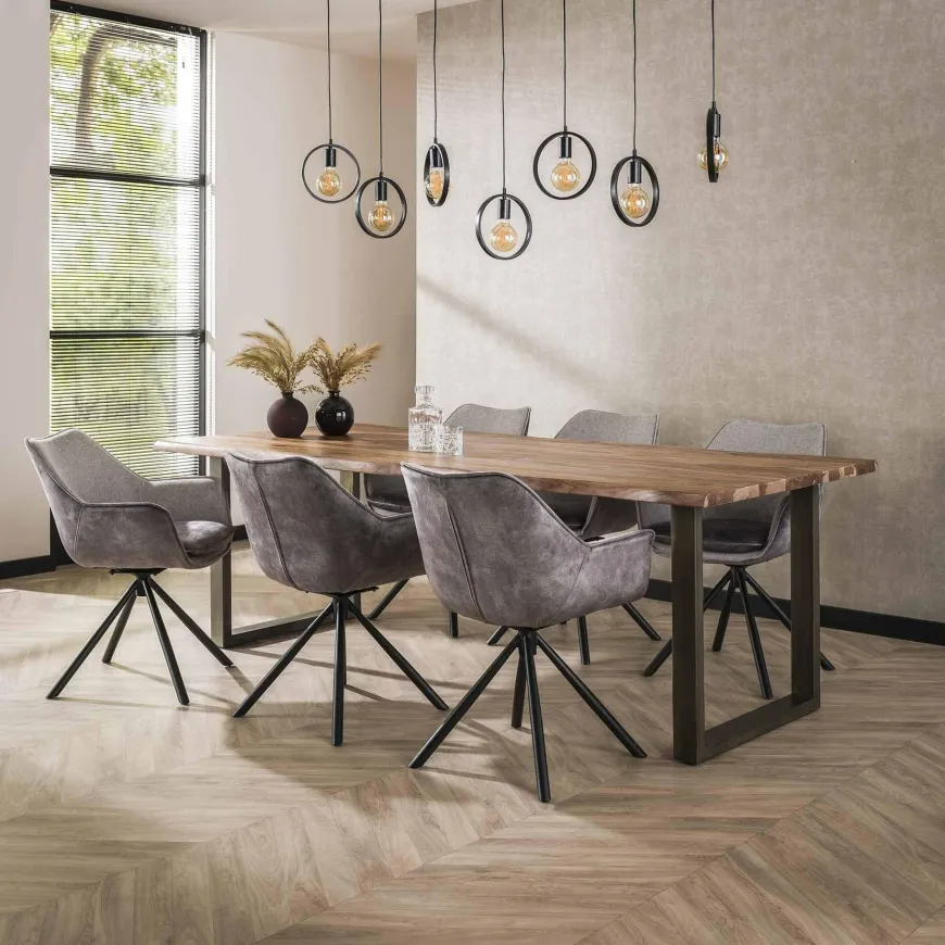WoonStijl Eettafelstoel two-tone draaibaar zilverkleurig mix