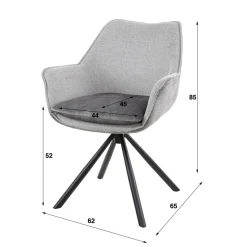 WoonStijl Eettafelstoel two-tone draaibaar zilverkleurig mix