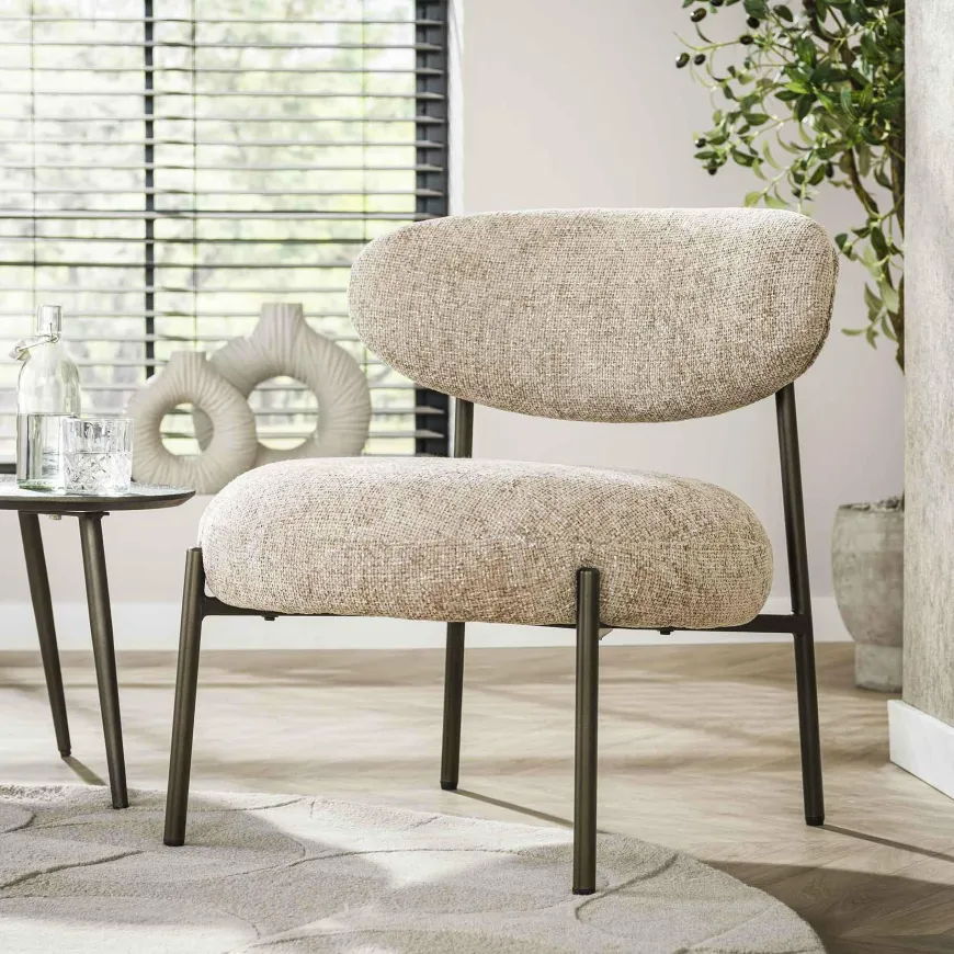 WoonStijl Fauteuil Round - Tissee cargo zandkleur