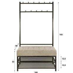 WoonStijl Garderobebank Luno 6+5 haken bruin