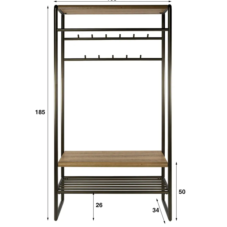 WoonStijl Garderobemeubel Luno 100cm bruin