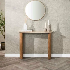 WoonStijl Hal-/kaptafel Romano Curvo Keramiek travertin