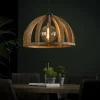 WoonStijl Hanglamp Ø60 gebogen houten spijlen / Massief mango naturel / Massief mango naturel